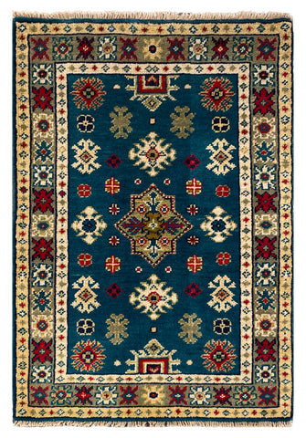 27014-Kazak Hand-Knotted/Handmade Afghan Rug/Carpet Tribal/Nomadic Authentic/ Size: 2'9" x 2'0"