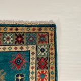 27011-Kazak Hand-Knotted/Handmade Afghan Rug/Carpet Tribal/Nomadic Authentic/ Size: 2'9" x 2'0"