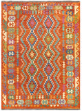 27026- Kelim Hand-Woven/Flat Weaved/Handmade Afghan /Carpet Tribal/Nomadic Authentic/Size: 7'7" x 5'7"