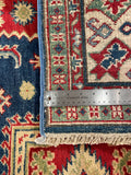 27022-Kazak Hand-Knotted/Handmade Afghan Rug/Carpet Tribal/Nomadic Authentic/ Size: 6'2" x 4'7"