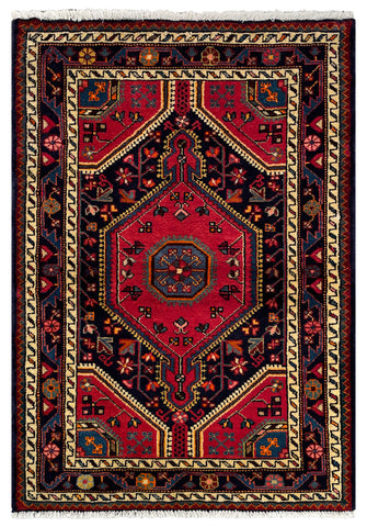 26889-Hamadan Hand-Knotted/Handmade Persian Rug/Carpet Tribal/Nomadic Authentic/ Size: 3'9" x 2'7"
