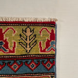 26931-Kazak Hand-Knotted/Handmade Afghan Rug/Carpet Tribal/Nomadic Authentic/ Size: 9'1" x 6'7"