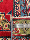 26931-Kazak Hand-Knotted/Handmade Afghan Rug/Carpet Tribal/Nomadic Authentic/ Size: 9'1" x 6'7"