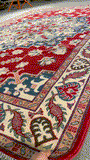 26930-Kazak Hand-Knotted/Handmade Afghan Rug/Carpet Tribal/Nomadic Authentic/ Size: 9'5" x 6'7"
