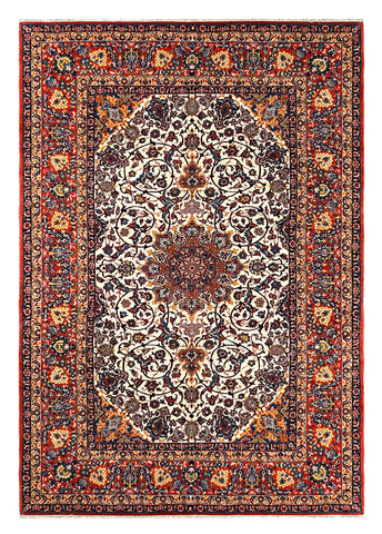 27030- Isfahan Persian Hand-Knotted Authentic/Traditional / Silk base/Carpet/Rug/ Size: 7'6" x 4'8"