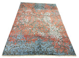 22255 - Indian Hand-knotted/Hand-weaved Rug/Modern/Carpet Authentic/Classic/Contemporary/Modern/Size: 7'9" x 5'4"