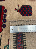 26820- Balutch War RugPersian Hand-knotted Authentic/Nomadic/Tribal Rug/Carpet/ Size: 4'7" x 3'1"