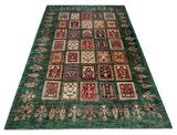 19269-Chobi Ziegler Hand-Knotted/Handmade Afghan Rug/Carpet Tribal/Nomadic Authentic/ Size: 6'5" x 5'2" / 196cm x 157cm