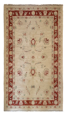 19217-Chobi Ziegler Hand-knotted/Handmade Afghan Rug/Carpet Tribal/Nomadic Authentic/ Size: 4'11''x 2'9''