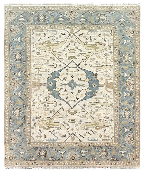 26843- Royal Ushak Hand-Knotted/Handmade Indian Rug/Carpet Traditional/Authentic/Size: 9'11" x 8'3"