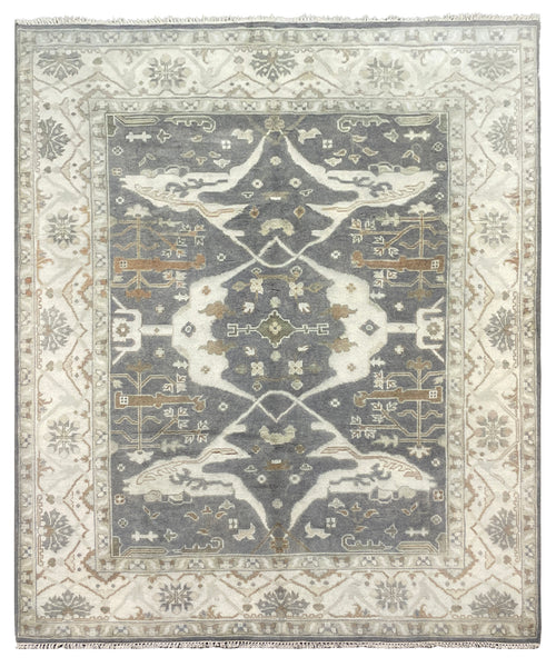 26844- Royal Ushak Hand-Knotted/Handmade Indian Rug/Carpet Traditional/Authentic/Size: 9'10" x 8'3"