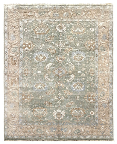 26836- Royal Ushak Hand-Knotted/Handmade Indian Rug/Carpet Traditional/Authentic/Size: 9'11" x 8'0"