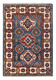 27124-Kazak Hand-Knotted/Handmade Afghan Rug/Carpet Tribal/Nomadic Authentic/ Size: 4'0" x 2'9"