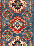 27124-Kazak Hand-Knotted/Handmade Afghan Rug/Carpet Tribal/Nomadic Authentic/ Size: 4'0" x 2'9"