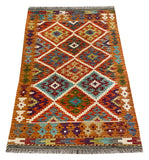 25871- Kelim Hand-Woven/Flat Weaved/Handmade Afghan /Carpet Tribal/Nomadic Authentic/Size: 4'0" x 2'8"