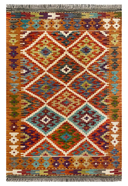 25871- Kelim Hand-Woven/Flat Weaved/Handmade Afghan /Carpet Tribal/Nomadic Authentic/Size: 4'0" x 2'8"