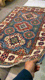 27124-Kazak Hand-Knotted/Handmade Afghan Rug/Carpet Tribal/Nomadic Authentic/ Size: 4'0" x 2'9"