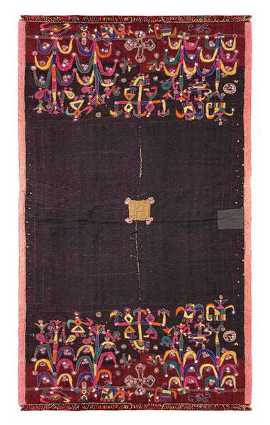 26862- Shiraz Suzani Antique Persian Hand-weaved Antique Authentic/Traditional Nomadic/Tribal / Size: 6'8" x 3'8"