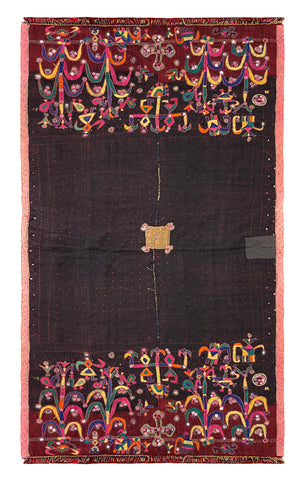 26862- Shiraz Suzani Antique Persian Hand-weaved Antique Authentic/Traditional Nomadic/Tribal / Size: 6'8" x 3'8"