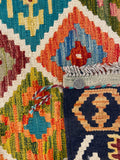 25863- Kelim Hand-Woven/Flat Weaved/Handmade Afghan /Carpet Tribal/Nomadic Authentic/Size: 3'9" x 2'10"