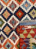 25862- Kelim Hand-Woven/Flat Weaved/Handmade Afghan /Carpet Tribal/Nomadic Authentic/Size: 4'1" x 2'10"