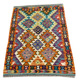 25852- Kelim Hand-Woven/Flat Weaved/Handmade Afghan /Carpet Tribal/Nomadic Authentic/Size: 3'7" x 2'8"