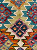 25852- Kelim Hand-Woven/Flat Weaved/Handmade Afghan /Carpet Tribal/Nomadic Authentic/Size: 3'7" x 2'8"