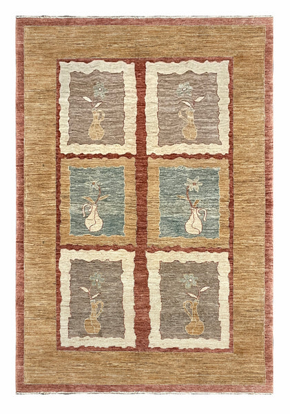 27094- Royal Chobi Ziegler Afghan Hand-Knotted Contemporary/Traditional/Size: 9'3" x 6'4"