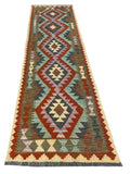 25954- Kelim Hand-Woven/Flat Weaved/Handmade Afghan /Carpet Tribal/Nomadic Authentic/Size: 9'10" x 2'8"
