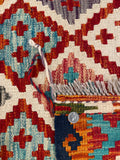 25900- Kelim Hand-Woven/Flat Weaved/Handmade Afghan /Carpet Tribal/Nomadic Authentic/Size: 4'0" x 2'8"
