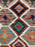 25902- Kelim Hand-Woven/Flat Weaved/Handmade Afghan /Carpet Tribal/Nomadic Authentic/Size: 4'2" x 2'7"