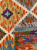 25899- Kelim Hand-Woven/Flat Weaved/Handmade Afghan /Carpet Tribal/Nomadic Authentic/Size: 4'3" x 2'8"