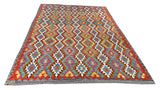 25904- Kelim Hand-Woven/Flat Weaved/Handmade Afghan /Carpet Tribal/Nomadic Authentic/Size: 9'8" x 6'9"