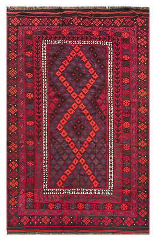 25817- Kelim Hand-Woven/Flat Weaved/Handmade Afghan /Carpet Tribal/Nomadic Authentic/Size: 10'2" x 6'5"