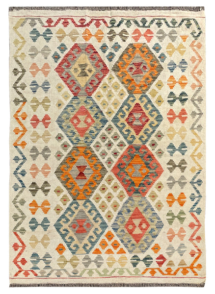25926- Kelim Hand-Woven/Flat Weaved/Handmade Afghan /Carpet Tribal/Nomadic Authentic/Size: 5'10" x 3'10"