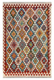 25921- Kelim Hand-Woven/Flat Weaved/Handmade Afghan /Carpet Tribal/Nomadic Authentic/Size: 6'4" x 4'2"