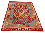 25918- Kelim Hand-Woven/Flat Weaved/Handmade Afghan /Carpet Tribal/Nomadic Authentic/Size: 5'10" x 4'4"