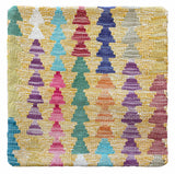 23274 - Kelim Hand-Woven/Flat Weaved/Handmade Afghan Kelim Pillow Cover/Carpet Tribal/Nomadic Authentic/Size: 1'8" x 1'8"/51cm x 51cm