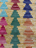 23274 - Kelim Hand-Woven/Flat Weaved/Handmade Afghan Kelim Pillow Cover/Carpet Tribal/Nomadic Authentic/Size: 1'8" x 1'8"/51cm x 51cm
