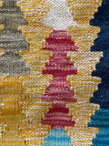 23271 - Kelim Hand-Woven/Flat Weaved/Handmade Afghan Kelim Pillow Cover/Carpet Tribal/Nomadic Authentic/Size: 1'8" x 1'8"/51cm x 51cm
