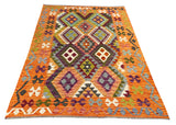 25949- Kelim Hand-Woven/Flat Weaved/Handmade Afghan /Carpet Tribal/Nomadic Authentic/Size: 6'2" x 4'2"