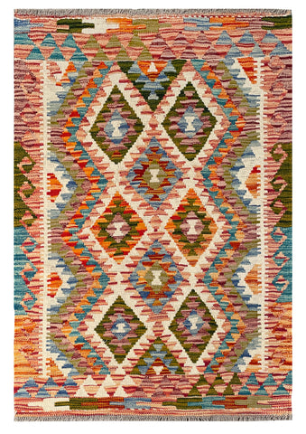 25877- Kelim Hand-Woven/Flat Weaved/Handmade Afghan /Carpet Tribal/Nomadic Authentic/Size: 3'10" x 2'8"
