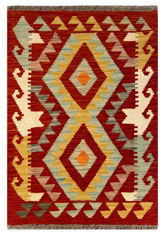 26040- Kelim Hand-Woven/Flat Weaved/Handmade Afghan /Carpet Tribal/Nomadic Authentic/Size: 2'11" x 2'0"