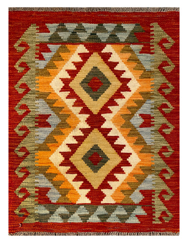 26042- Kelim Hand-Woven/Flat Weaved/Handmade Afghan /Carpet Tribal/Nomadic Authentic/Size: 2'11" x 2'0"