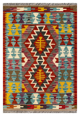 26043- Kelim Hand-Woven/Flat Weaved/Handmade Afghan /Carpet Tribal/Nomadic Authentic/Size: 2'11" x 2'0"