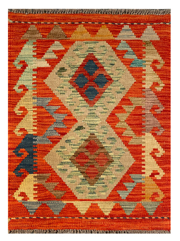 26044- Kelim Hand-Woven/Flat Weaved/Handmade Afghan /Carpet Tribal/Nomadic Authentic/Size: 3'0" x 2'2"