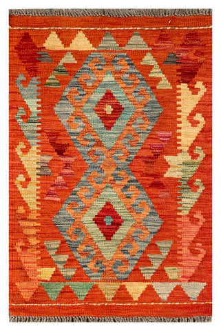 26058- Kelim Hand-Woven/Flat Weaved/Handmade Afghan /Carpet Tribal/Nomadic Authentic/Size: 3'2" x 2'1"