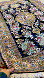 27180-Ghom Hand-knotted/Handmade Persian Rug/Silk pile /Silk BaseCarpet Traditional Authentic/ Size: 5'0" x 3'3"/152cm x 99cm