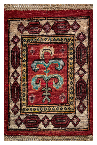 26663 - Chobi Hand-Knotted/Handmade Afghan Tribal/Nomadic Authentic/Size: 2'0" x 1'3"