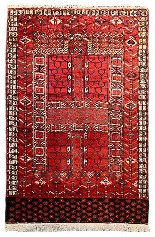 27386-Hatchlu Tekke Antique(1920-1930)/Handmade/Hand-Knotted Persian Rug/Carpet Tribal/Nomadic Authentic/ Size: 5'1" x 3'8"/155cm x 112cm